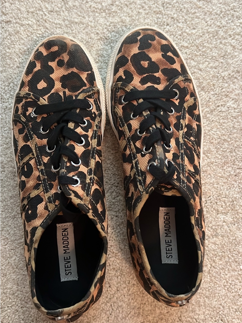 Steve Madden Leopard Print Canvas Sneakers - Black & Brown
